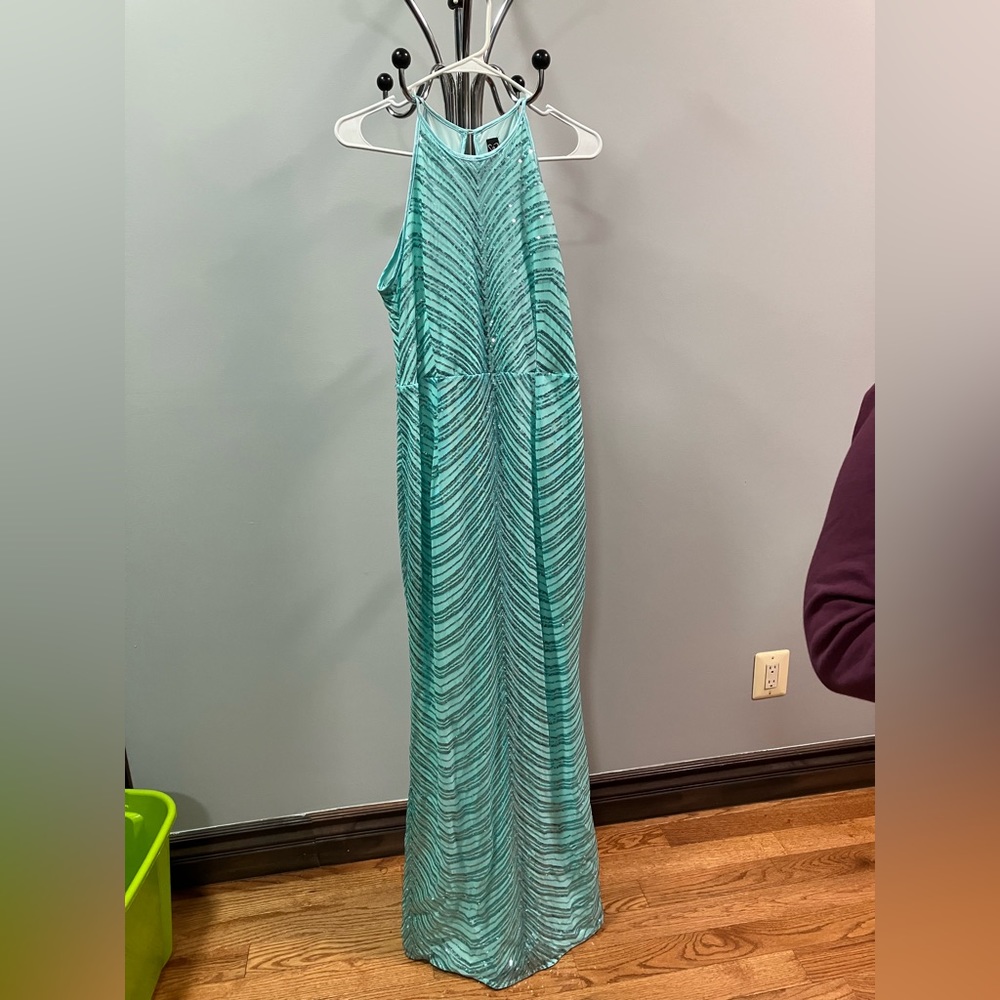 WINDSOR LARGE LIGHT BLUE SEQUIN PROM DRESS GOWN MAXI